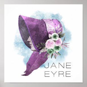 Affiche Jane Eyre Bonnet Fleurs violettes et bleues