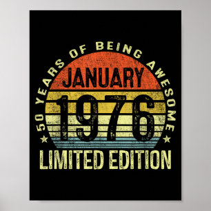 Affiche janvier 1976 Cadeaux d'anniversaire 50 ans pour ho