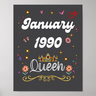 Affiche Janvier 1990 Reine Depuis janvier 1990 Anniversair