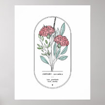 Janvier Carnation Fleur de naissance Imprimer