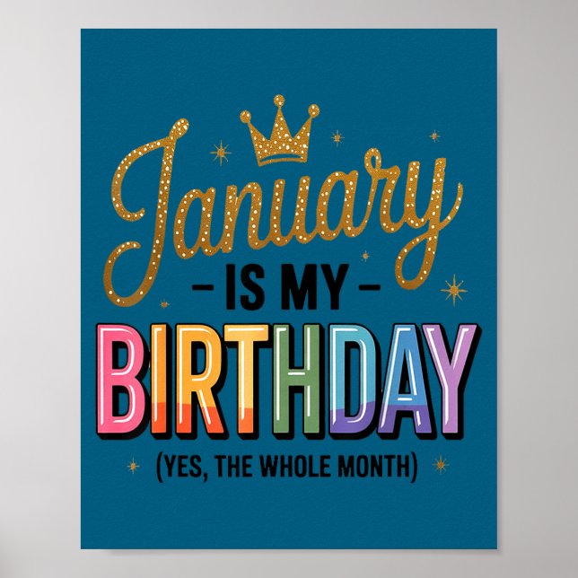 Affiche Janvier est mon anniversaire oui tout le mois  (Devant)