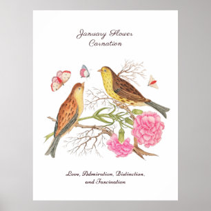 Affiche Janvier Mois de naissance Fleur Anniversaire Cadea