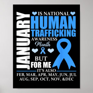 Affiche Janvier Nous Portons Le Ruban Bleu Traite des être