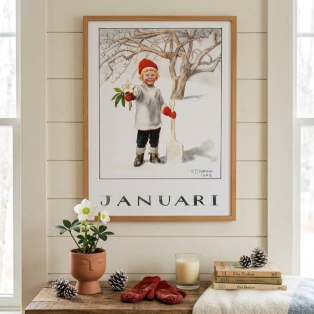 Affiche Janvier Roi de l'Hiver Illustration d'Elsa Beskow (Créateur téléchargé)