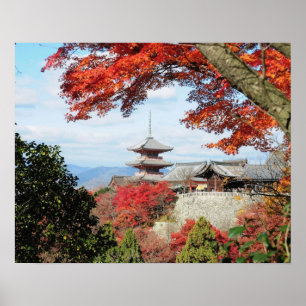 Affiche Japan, Kyoto. Kiyomizu temple in Autumn color