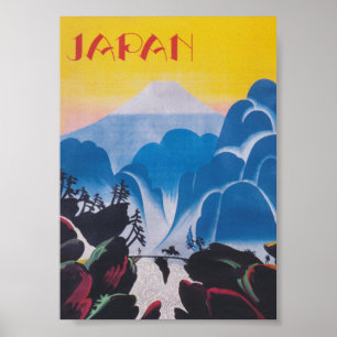 Affiche Japan Mount Fuji Colorful Vintage Travel