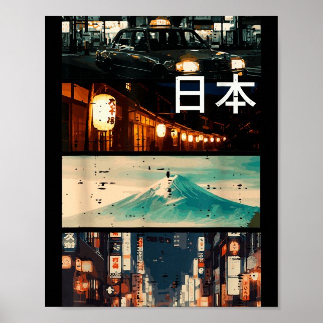 Affiche Japan Street Mountain Collage Nihon Japanese Men W (Devant)