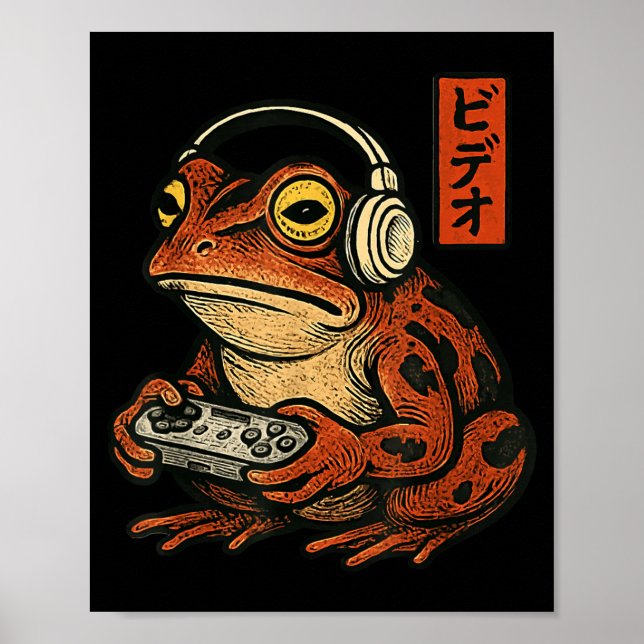 Affiche Japanese Gamer Frog Art Men Women Boys Funny Vinta (Devant)