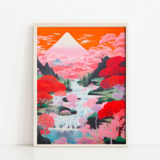 Affiche Japanese Landscape Painting, Japanese Wall Art, Co