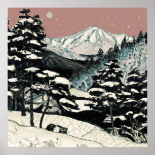 Affiche japanese mountain winter landscape