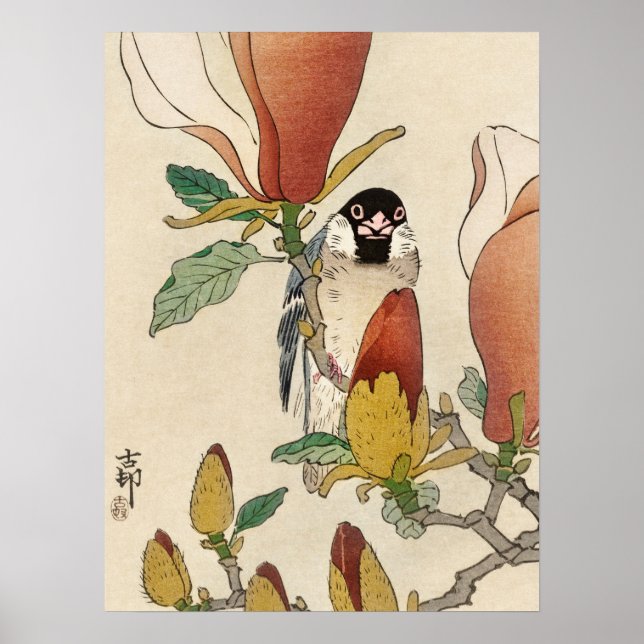 Affiche Japanese painting by koson ohara, 小原古邨の日本画 (Devant)