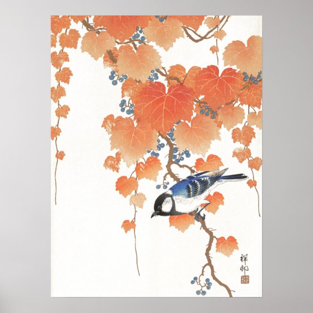 Affiche Japanese painting by ohara koson,vintage,小原古邨の日本画 (Devant)