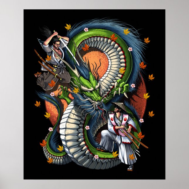 Affiche Japanese Samurai vs Dragon (Devant)