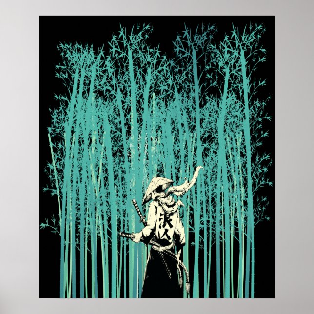 Affiche Japanese Sword Man in the Bamboo Forest Samurai (Devant)