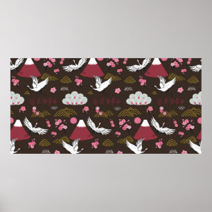 Affiche Japanese traditional seamless doodle pattern with 