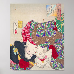 Affiche Japanese woman and cat art - Taiso Yoshitoshi - 10