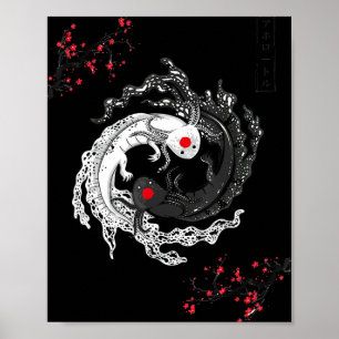 Affiche Japanese Yin Yang Axolotls Art Graphic Anime Axolo