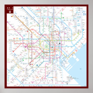 Affiche " Japon : 2021/aujourd'hui réseau de Tokyo détailé