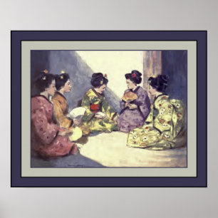 Affiche Japon Aquarelle ~ "Papillons" ~ 1901 ~