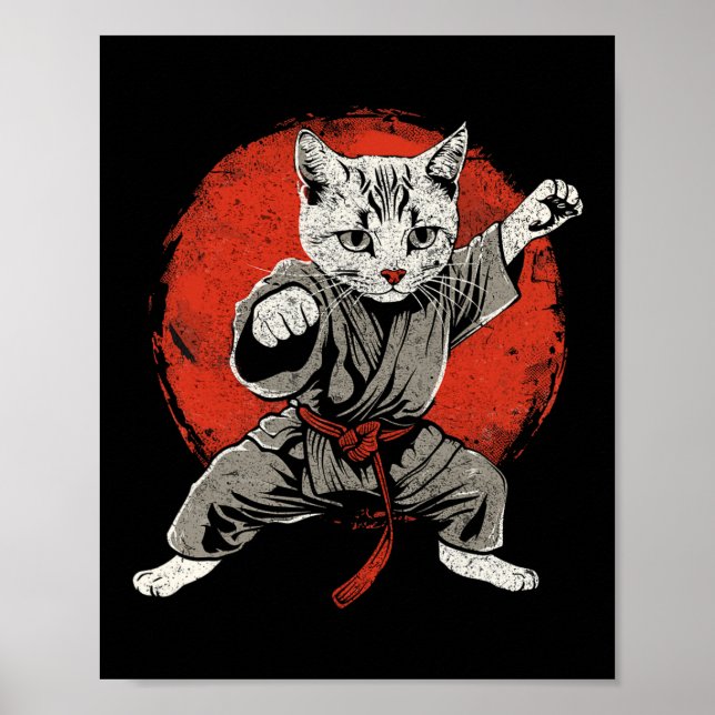 Affiche Japon Cat Martial Arts Karate Ukiyo-e Taekwondo Ji (Devant)