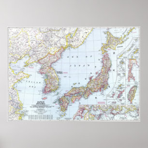 Affiche " Japon/Corée : 1945 - Carte détaillée ...