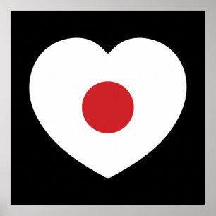 Affiche Japon Drapeau Japonais Cœur