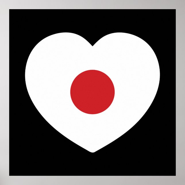 Affiche Japon | Drapeau Japonais Cœur (Devant)