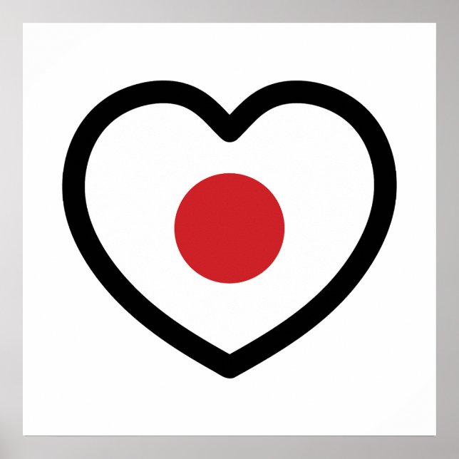 Affiche Japon | Drapeau Japonais Cœur (Devant)