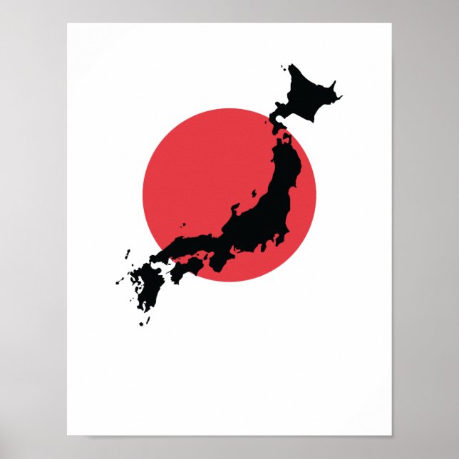 Affiche Japon Flagge Kartenumriss (Devant)