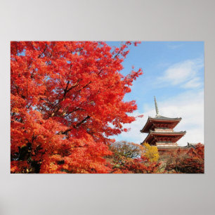Affiche Japon, Kyoto. Temple Kiyomizu en couleur d'automne