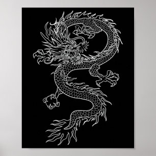 Affiche Japon tatouage de dragon Dessin traditionnel japon