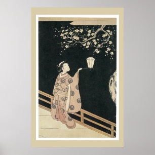 Affiche Japon Vintage en fleurs de prunes de Harunobu