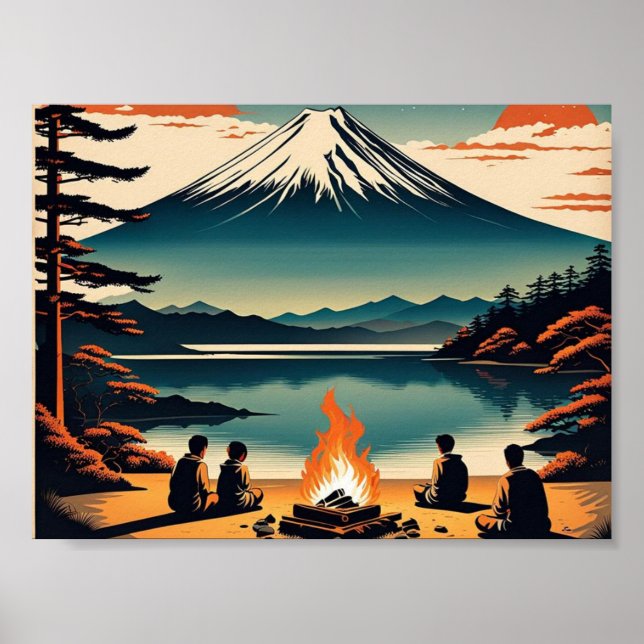 Affiche Japonais AI Mt Fuji Camping (Devant)