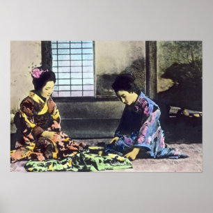 Affiche Japonais Geisha Beautés Vintage