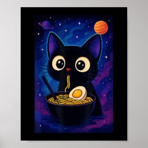 Affiche Japonais Kawaii Anime Chat Ramen Graphisme Drôle H