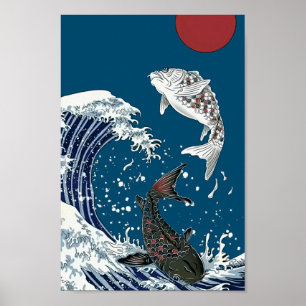 Affiche Japonais KOI art, yinyang