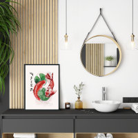 Japonais Nature Asiatique Koi Elegant Aquarelle Ar