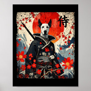 Affiche Japonais Samurai Grand Dane Tattoo Kawaii Ukiyo-e