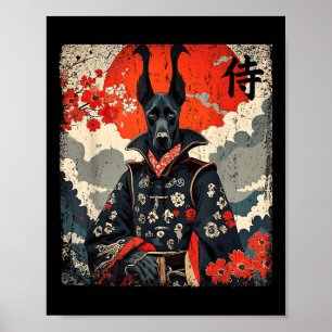 Affiche Japonais Samurai Grand Dane Tattoo Kawaii Ukiyo-e