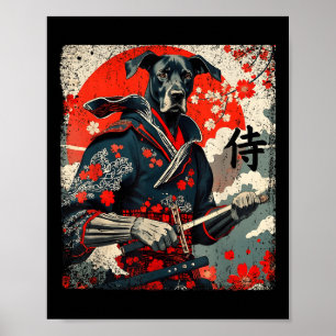Affiche Japonais Samurai Grand Dane Tattoo Kawaii Ukiyo-e