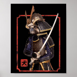 Affiche Japonais Samurai Ninja Carlin Amoureux des chiens 