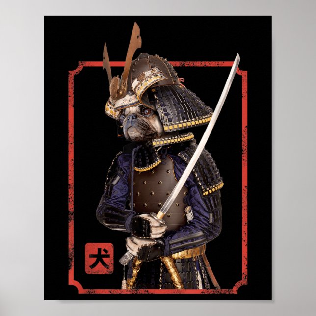 Affiche Japonais Samurai Ninja Carlin Amoureux des chiens  (Devant)