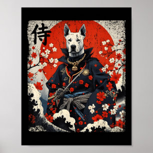 Affiche Japonais Samurai Pitbull Tattoo Kawaii Ukiyo-e Nin