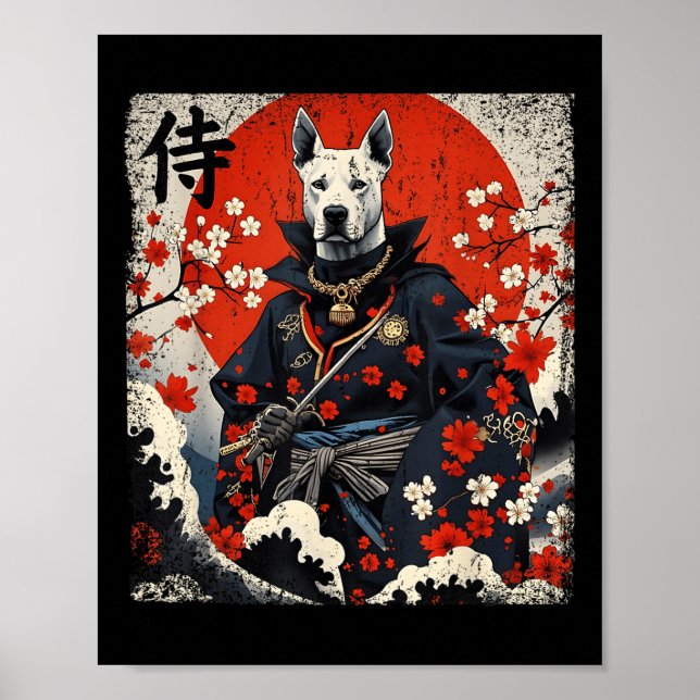 Affiche Japonais Samurai Pitbull Tattoo Kawaii Ukiyo-e Nin (Devant)