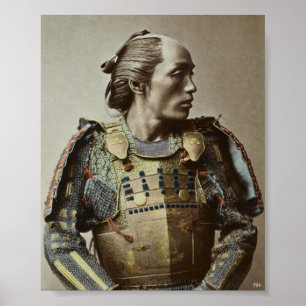 Affiche Japonais Samurai Vintage photo couleur main