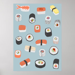Affiche Japonais Sushi Nigiri Maki