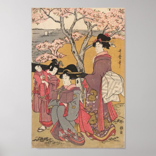 Affiche Japonaise classique geisha lady art (Devant)