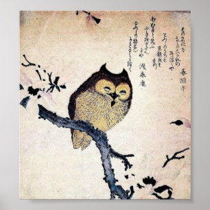 Affiche japonaise d'impression de hibou