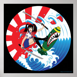 Affiche Japonaise surfeuse