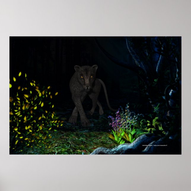 Affiche Jaquar noir dans les bois Imprimer (Devant)